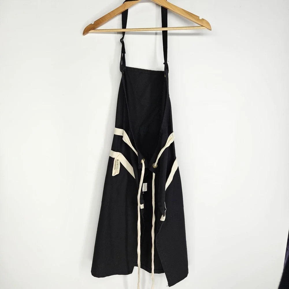 Le Creuset Chef's Apron‎ Black Canvas Adult Cooking Kitchen Excellent Condition